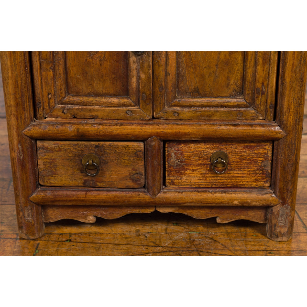 Chinese Early 20th Century Elmwood Bedside Cabinet with Weathered Patina-9. Asian & Chinese Furniture, Art, Antiques, Vintage Home Décor for sale at FEA Home