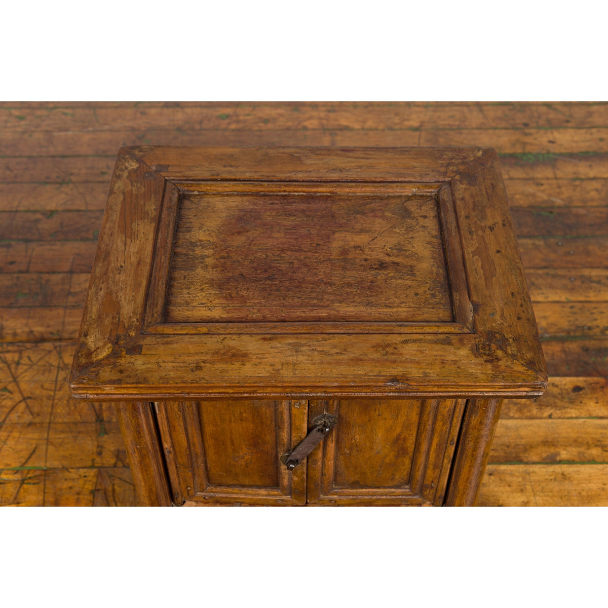 Chinese Early 20th Century Elmwood Bedside Cabinet with Weathered Patina-10. Asian & Chinese Furniture, Art, Antiques, Vintage Home Décor for sale at FEA Home