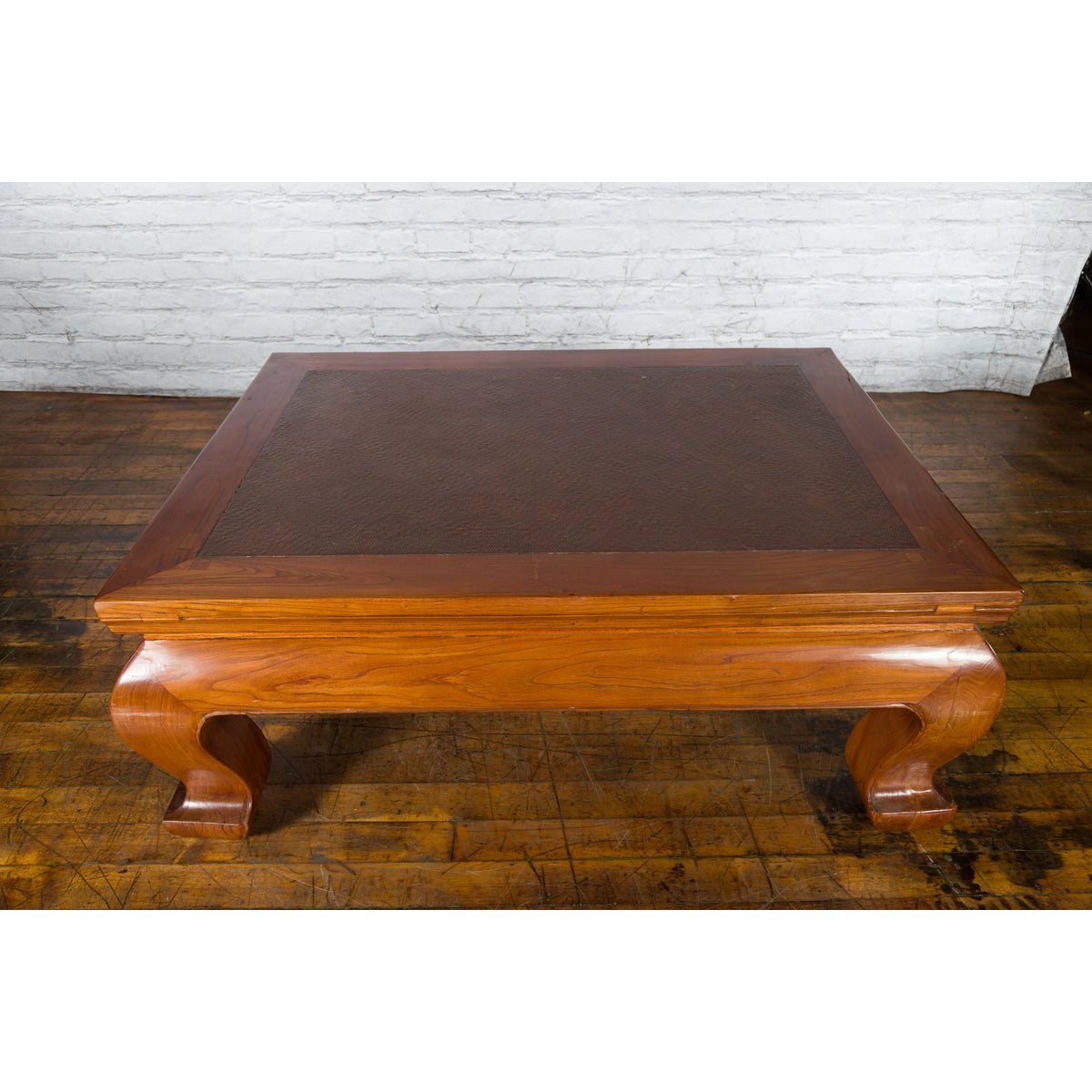 Qing Dynasty Chinese Shanxi Province Elmwood Coffee Table with Woven Rattan Top-9. Asian & Chinese Furniture, Art, Antiques, Vintage Home Décor for sale at FEA Home