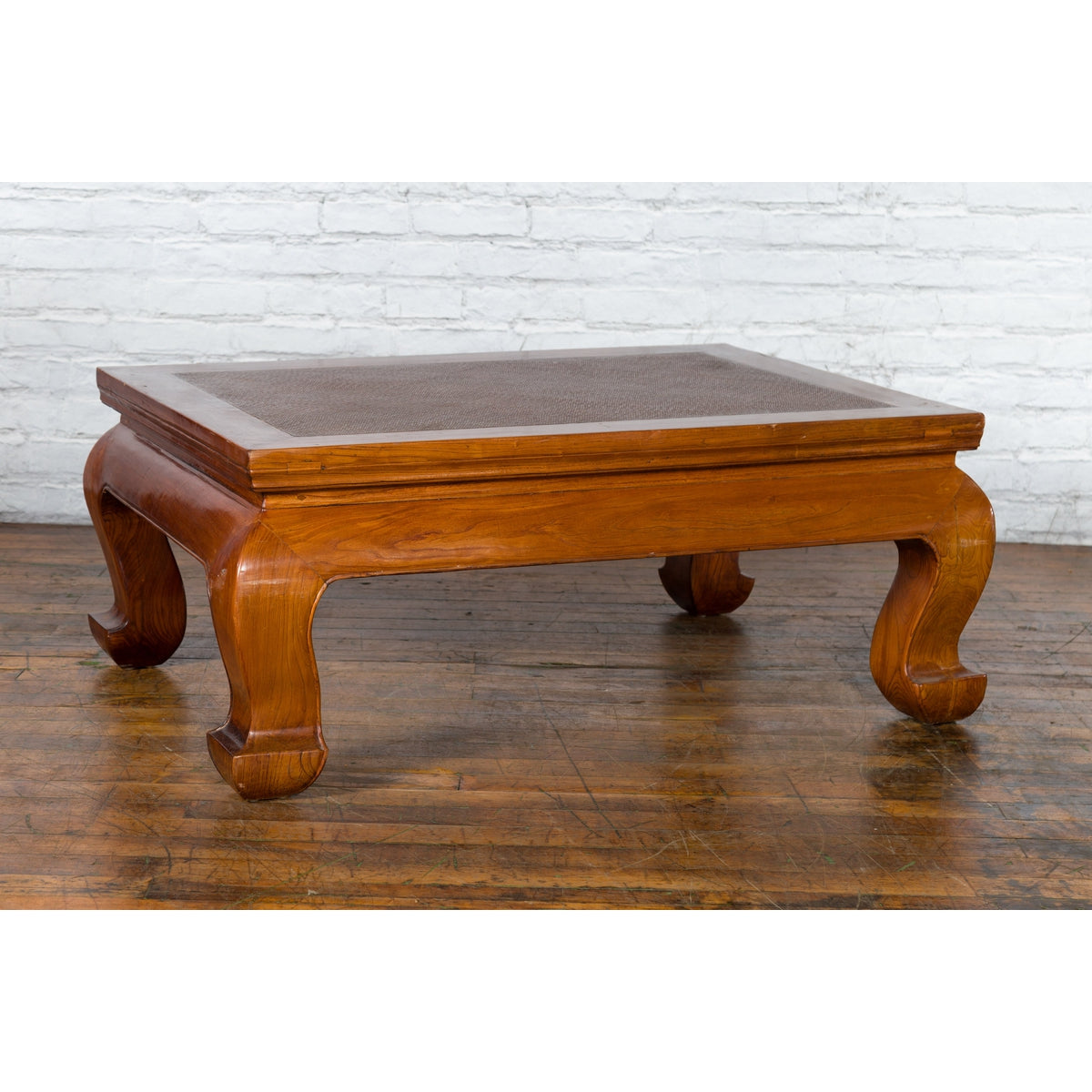 Qing Dynasty Chinese Shanxi Province Elmwood Coffee Table with Woven Rattan Top-11. Asian & Chinese Furniture, Art, Antiques, Vintage Home Décor for sale at FEA Home
