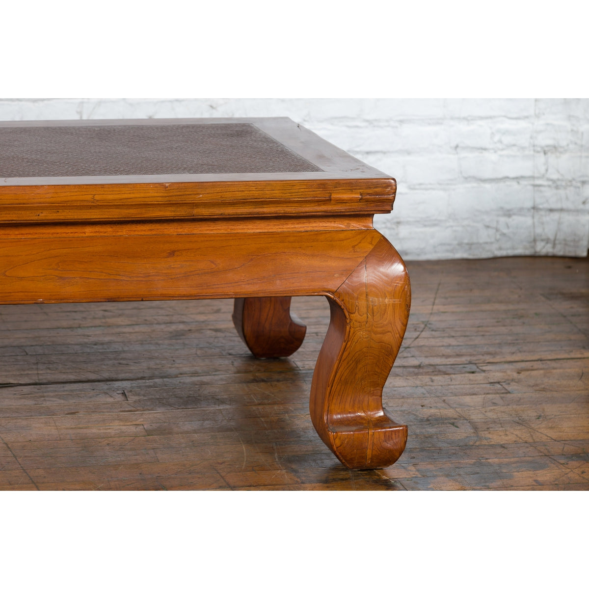 Qing Dynasty Chinese Shanxi Province Elmwood Coffee Table with Woven Rattan Top-8. Asian & Chinese Furniture, Art, Antiques, Vintage Home Décor for sale at FEA Home