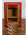 Chinese Antique Style Red Lacquered Liquor Cabinet with Revolving Hidden Panel-5. Asian & Chinese Furniture, Art, Antiques, Vintage Home Décor for sale at FEA Home