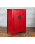Chinese Antique Style Red Lacquered Liquor Cabinet with Revolving Hidden Panel-16. Asian & Chinese Furniture, Art, Antiques, Vintage Home Décor for sale at FEA Home