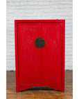 Chinese Antique Style Red Lacquered Liquor Cabinet with Revolving Hidden Panel-2. Asian & Chinese Furniture, Art, Antiques, Vintage Home Décor for sale at FEA Home