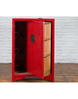 Chinese Antique Style Red Lacquered Liquor Cabinet with Revolving Hidden Panel-6. Asian & Chinese Furniture, Art, Antiques, Vintage Home Décor for sale at FEA Home