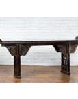 Chinese Qing Dynasty 19th Century Black Console Table with Carved Dragon Motifs-13. Asian & Chinese Furniture, Art, Antiques, Vintage Home Décor for sale at FEA Home
