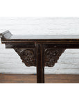 Chinese Qing Dynasty 19th Century Black Console Table with Carved Dragon Motifs-3. Asian & Chinese Furniture, Art, Antiques, Vintage Home Décor for sale at FEA Home