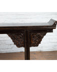 Chinese Qing Dynasty 19th Century Black Console Table with Carved Dragon Motifs-4. Asian & Chinese Furniture, Art, Antiques, Vintage Home Décor for sale at FEA Home