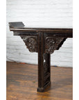 Chinese Qing Dynasty 19th Century Black Console Table with Carved Dragon Motifs-8. Asian & Chinese Furniture, Art, Antiques, Vintage Home Décor for sale at FEA Home