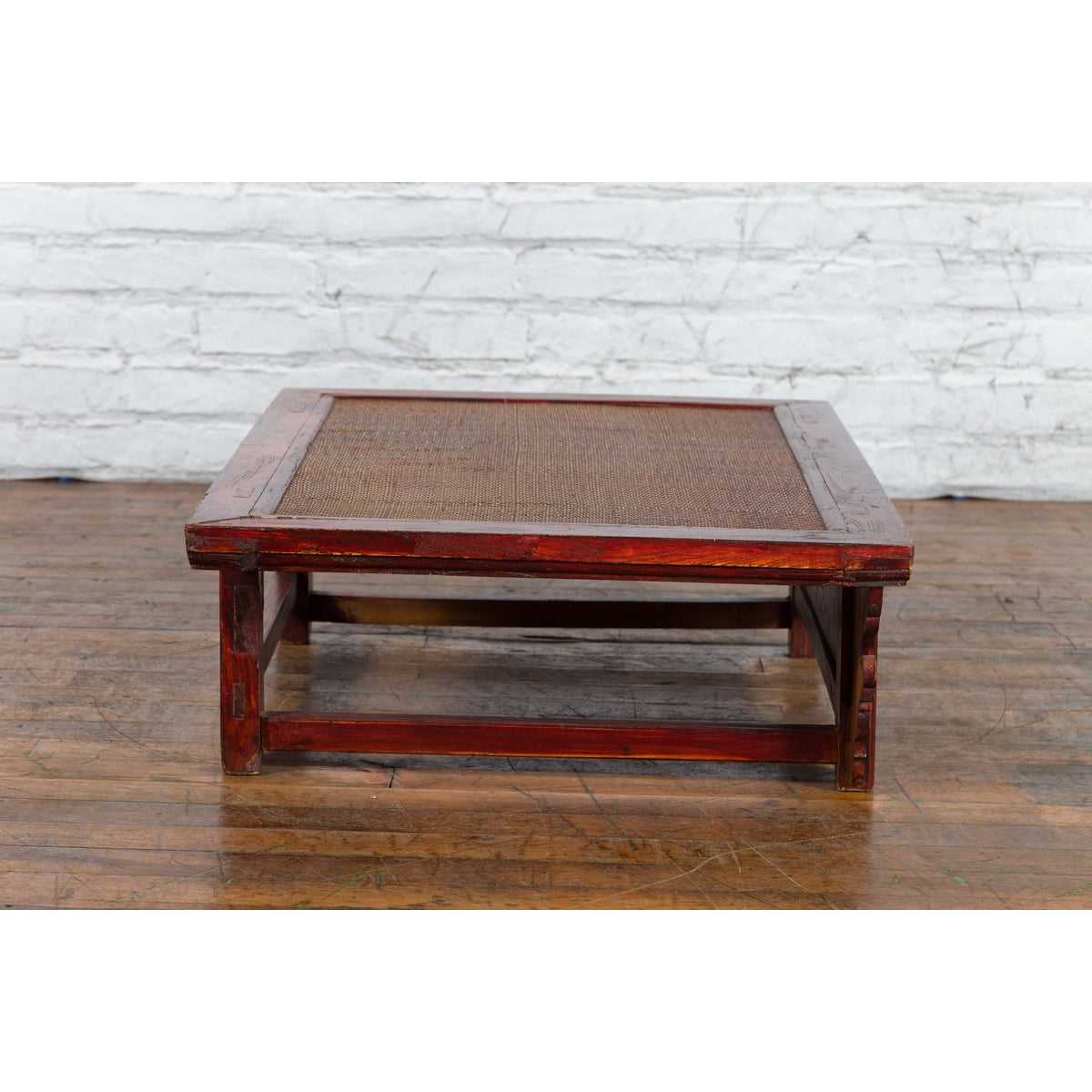 Qing Dynasty Chinese 19th Century Dark Red Lacquer Coffee Table with Rattan Top-10. Asian & Chinese Furniture, Art, Antiques, Vintage Home Décor for sale at FEA Home