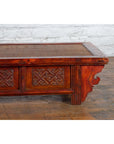 Qing Dynasty Chinese 19th Century Dark Red Lacquer Coffee Table with Rattan Top-4. Asian & Chinese Furniture, Art, Antiques, Vintage Home Décor for sale at FEA Home