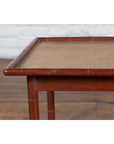 Vintage Thai Red Lacquered Faux Bamboo Coffee Table with Woven Rattan Top-9. Asian & Chinese Furniture, Art, Antiques, Vintage Home Décor for sale at FEA Home