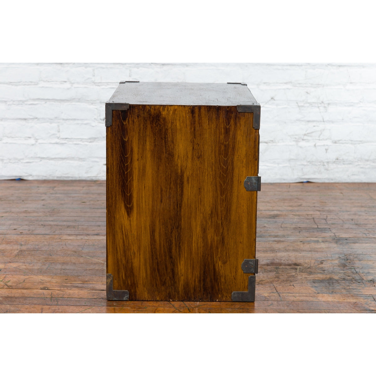 Korean 19th Century Brown Wood Side Cabinet with Black Iron Hardware-13. Asian & Chinese Furniture, Art, Antiques, Vintage Home Décor for sale at FEA Home