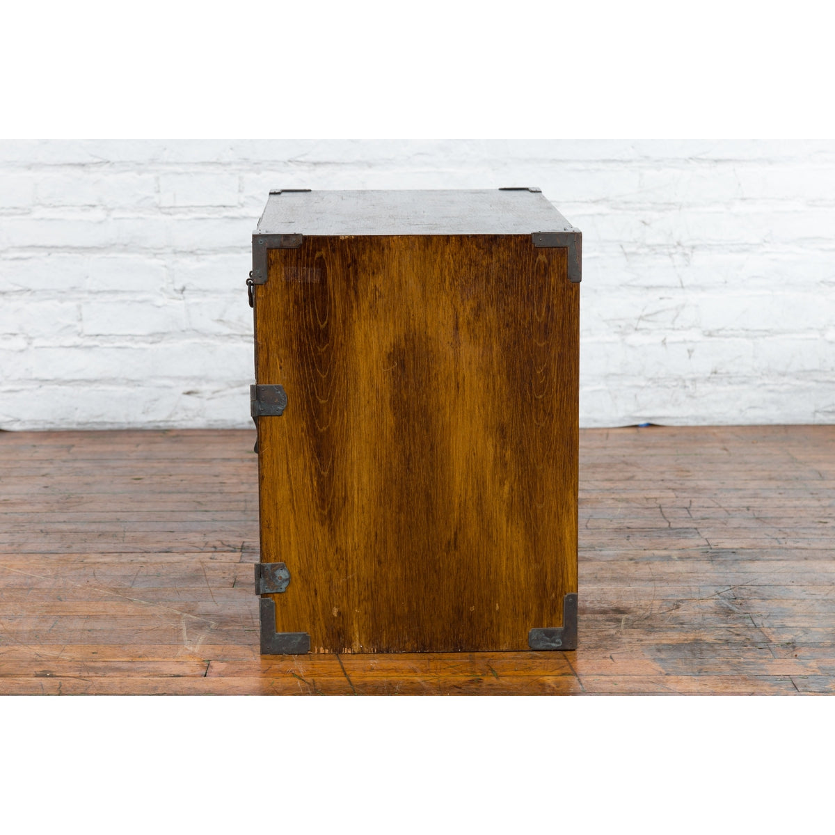 Korean 19th Century Brown Wood Side Cabinet with Black Iron Hardware-15. Asian & Chinese Furniture, Art, Antiques, Vintage Home Décor for sale at FEA Home