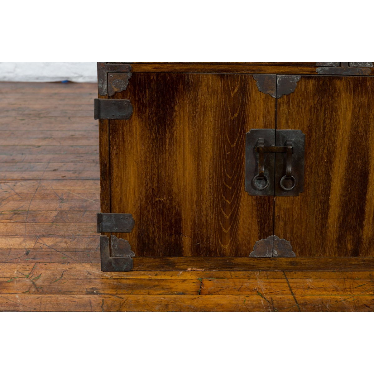 Korean 19th Century Brown Wood Side Cabinet with Black Iron Hardware-7. Asian & Chinese Furniture, Art, Antiques, Vintage Home Décor for sale at FEA Home