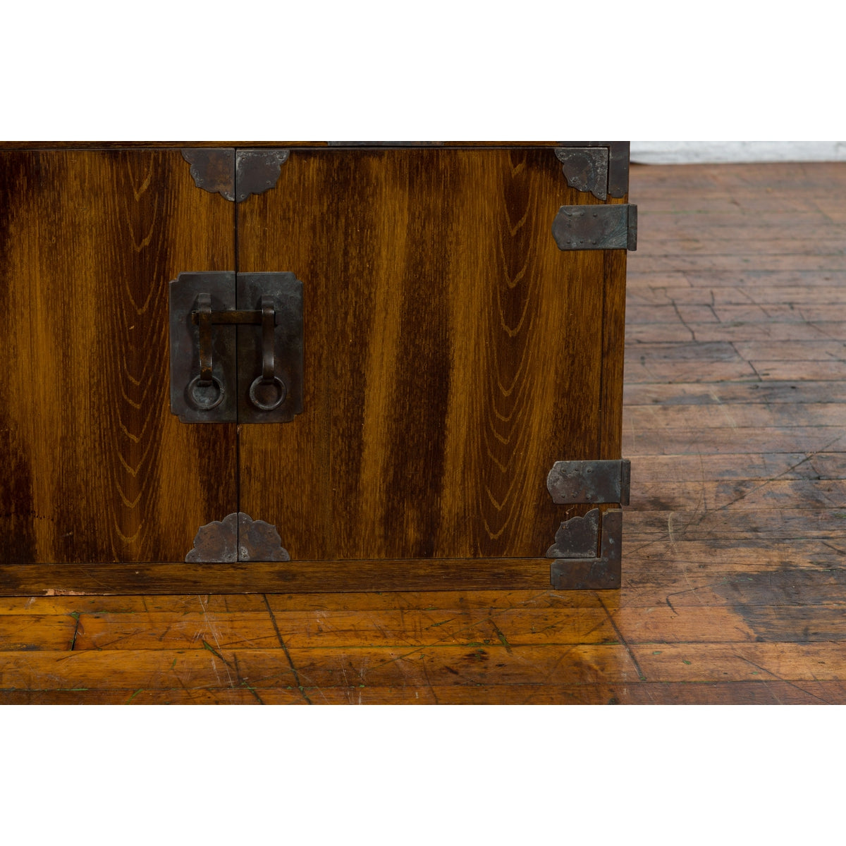 Korean 19th Century Brown Wood Side Cabinet with Black Iron Hardware-8. Asian & Chinese Furniture, Art, Antiques, Vintage Home Décor for sale at FEA Home