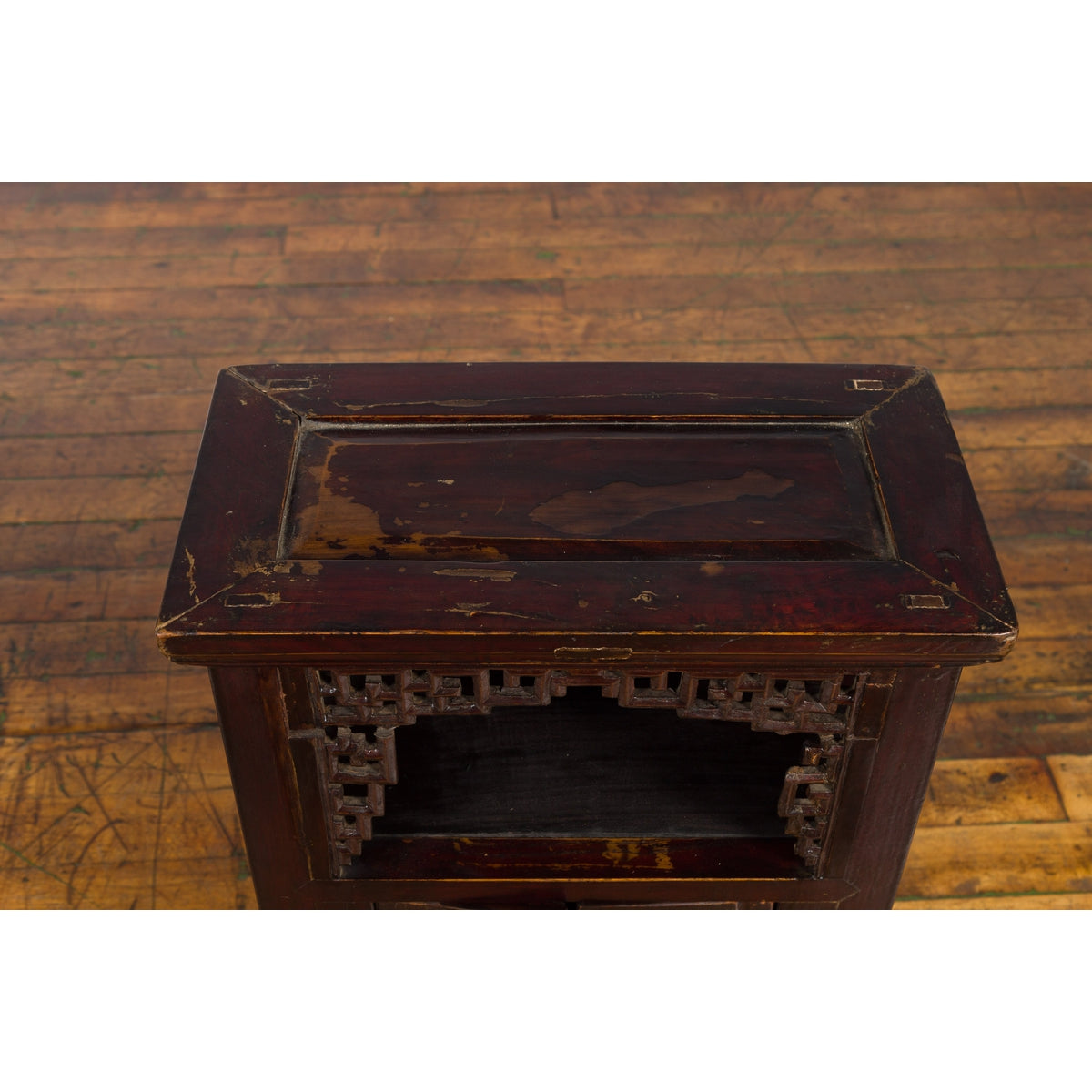 Chinese Qing Dynasty 19th Century Side Cabinet with Fretwork Shelf and Doors-13. Asian & Chinese Furniture, Art, Antiques, Vintage Home Décor for sale at FEA Home