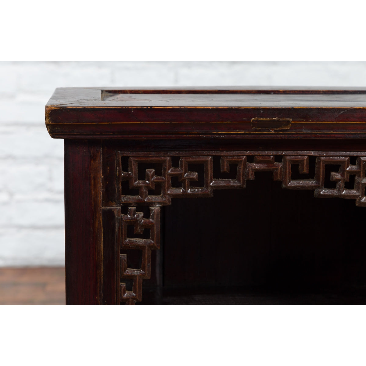 Chinese Qing Dynasty 19th Century Side Cabinet with Fretwork Shelf and Doors-14. Asian & Chinese Furniture, Art, Antiques, Vintage Home Décor for sale at FEA Home