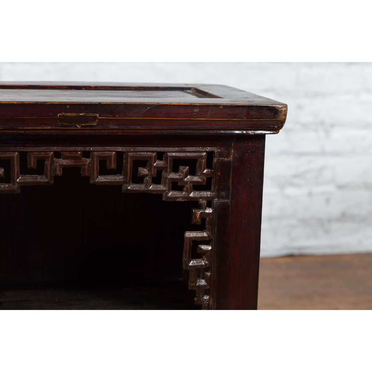 Chinese Qing Dynasty 19th Century Side Cabinet with Fretwork Shelf and Doors-15. Asian & Chinese Furniture, Art, Antiques, Vintage Home Décor for sale at FEA Home
