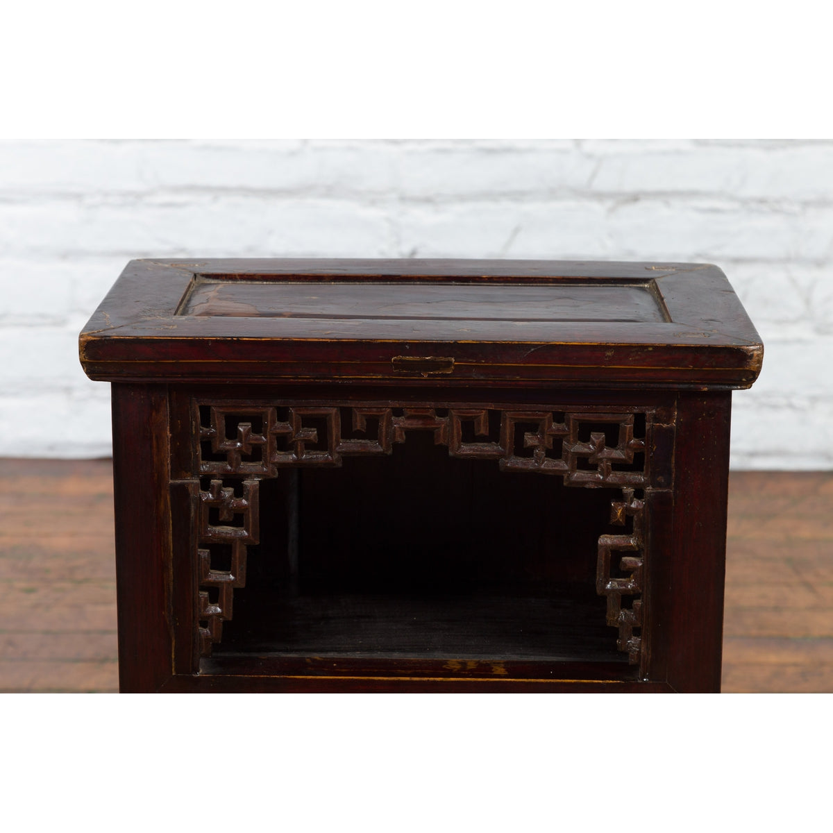 Chinese Qing Dynasty 19th Century Side Cabinet with Fretwork Shelf and Doors-8. Asian & Chinese Furniture, Art, Antiques, Vintage Home Décor for sale at FEA Home