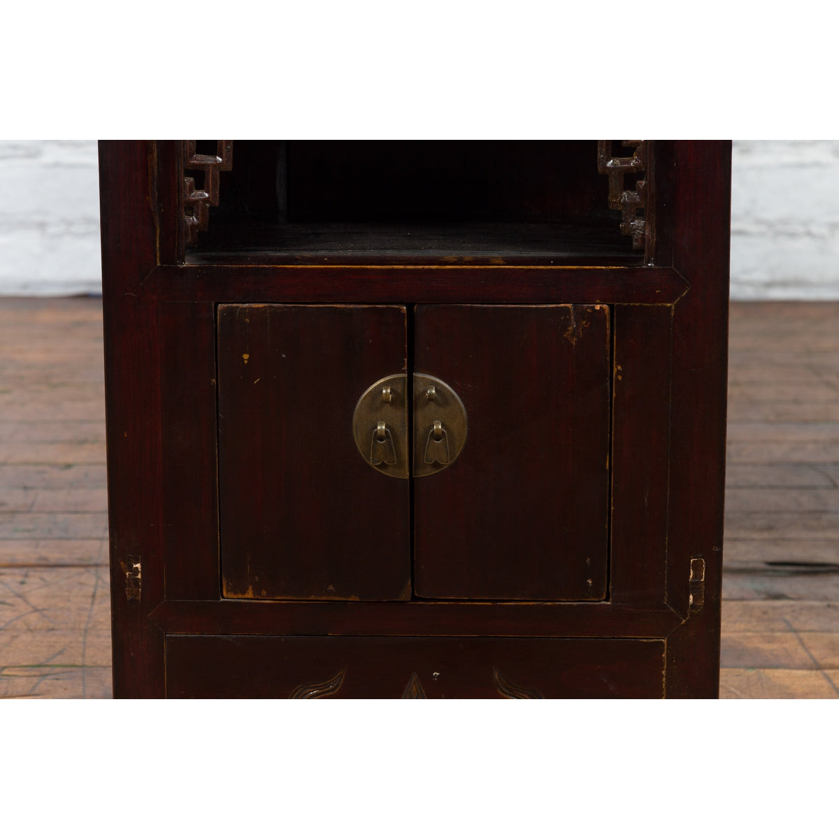 Chinese Qing Dynasty 19th Century Side Cabinet with Fretwork Shelf and Doors-9. Asian & Chinese Furniture, Art, Antiques, Vintage Home Décor for sale at FEA Home