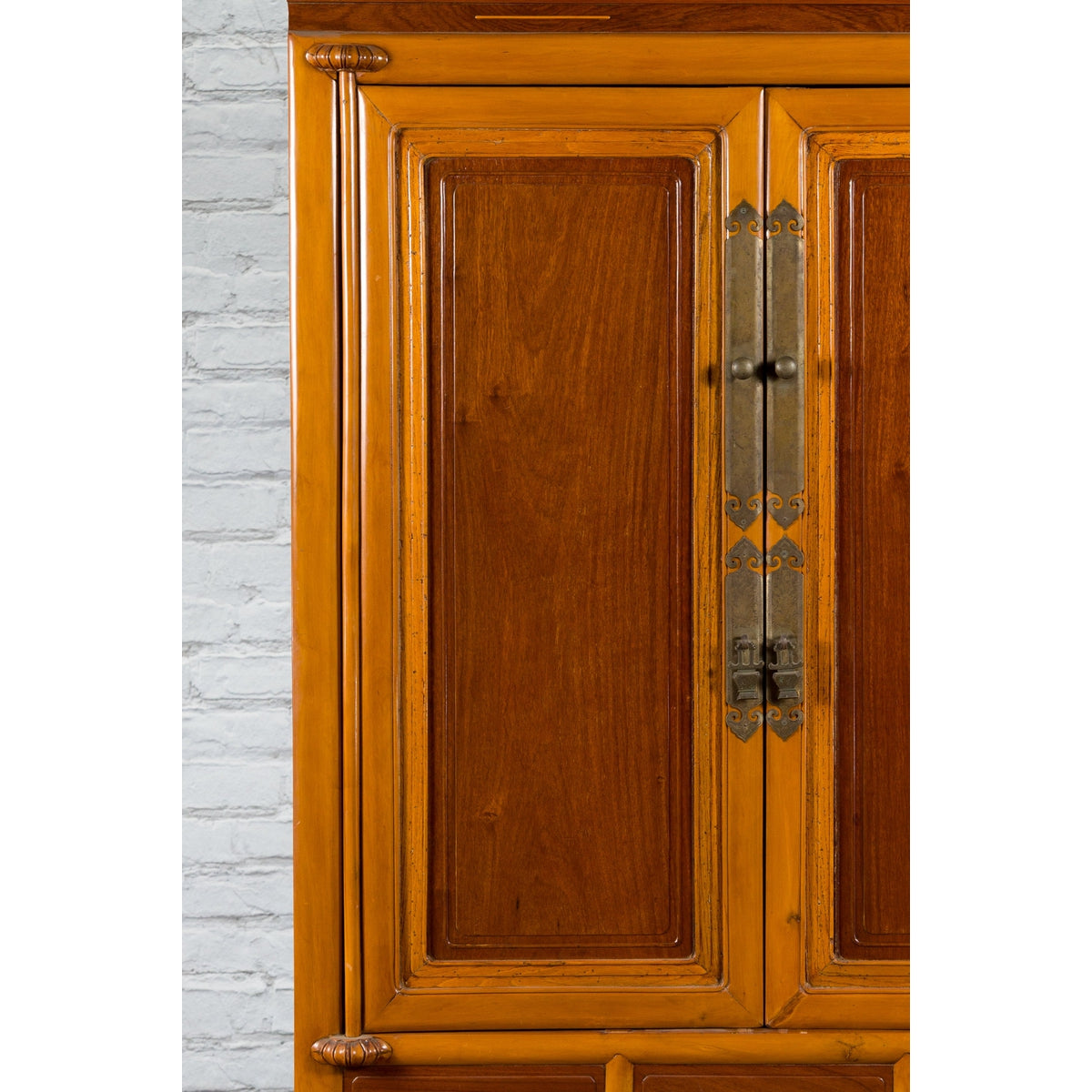 Chinese Qing Dynasty 19th Century Two-Toned Wooden Cabinet with Brass Hardware-16. Asian & Chinese Furniture, Art, Antiques, Vintage Home Décor for sale at FEA Home