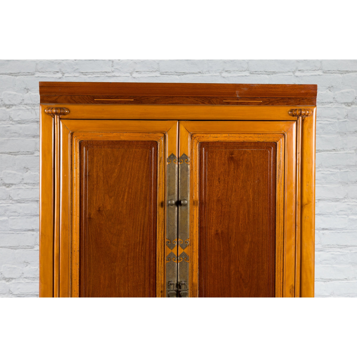 Chinese Qing Dynasty 19th Century Two-Toned Wooden Cabinet with Brass Hardware-7. Asian & Chinese Furniture, Art, Antiques, Vintage Home Décor for sale at FEA Home