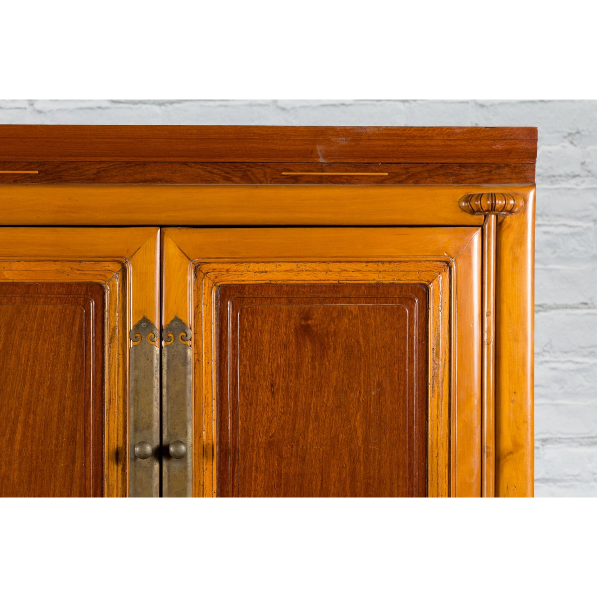 Chinese Qing Dynasty 19th Century Two-Toned Wooden Cabinet with Brass Hardware-8. Asian & Chinese Furniture, Art, Antiques, Vintage Home Décor for sale at FEA Home
