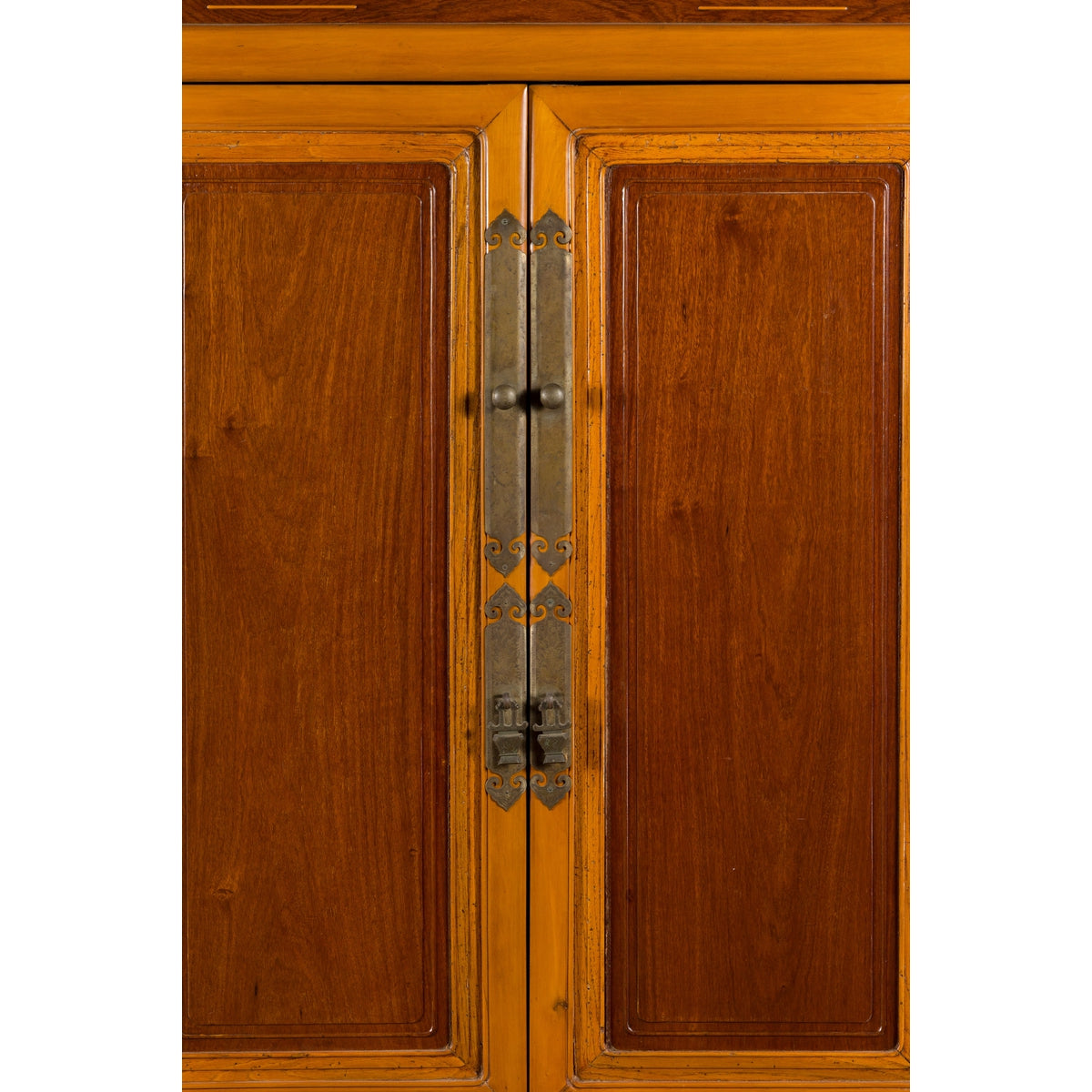 Chinese Qing Dynasty 19th Century Two-Toned Wooden Cabinet with Brass Hardware-9. Asian & Chinese Furniture, Art, Antiques, Vintage Home Décor for sale at FEA Home