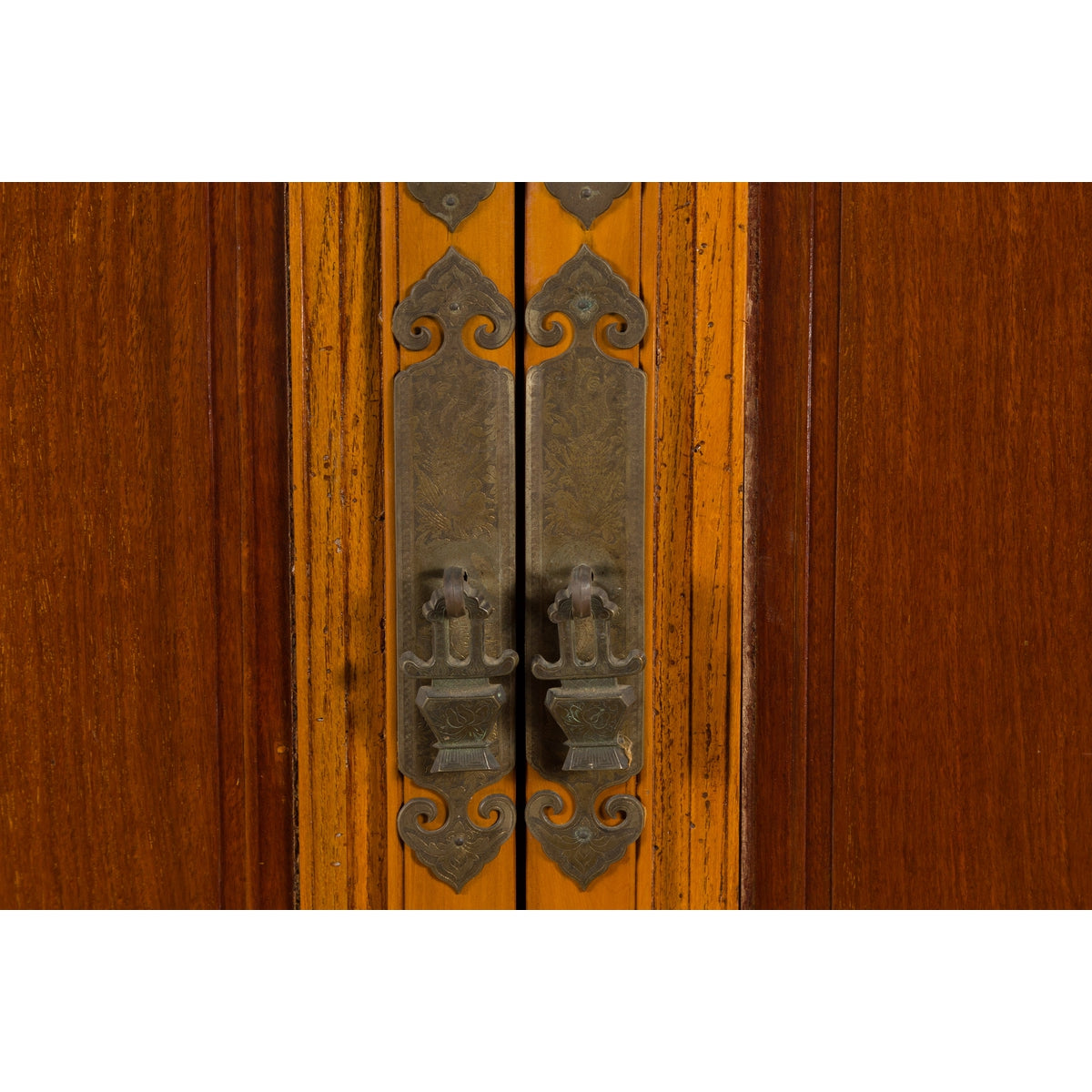 Chinese Qing Dynasty 19th Century Two-Toned Wooden Cabinet with Brass Hardware-13. Asian & Chinese Furniture, Art, Antiques, Vintage Home Décor for sale at FEA Home