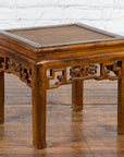 Chinese Qing Dynasty 19th Century Side Table with Rattan Top and Carved Apron-5. Asian & Chinese Furniture, Art, Antiques, Vintage Home Décor for sale at FEA Home