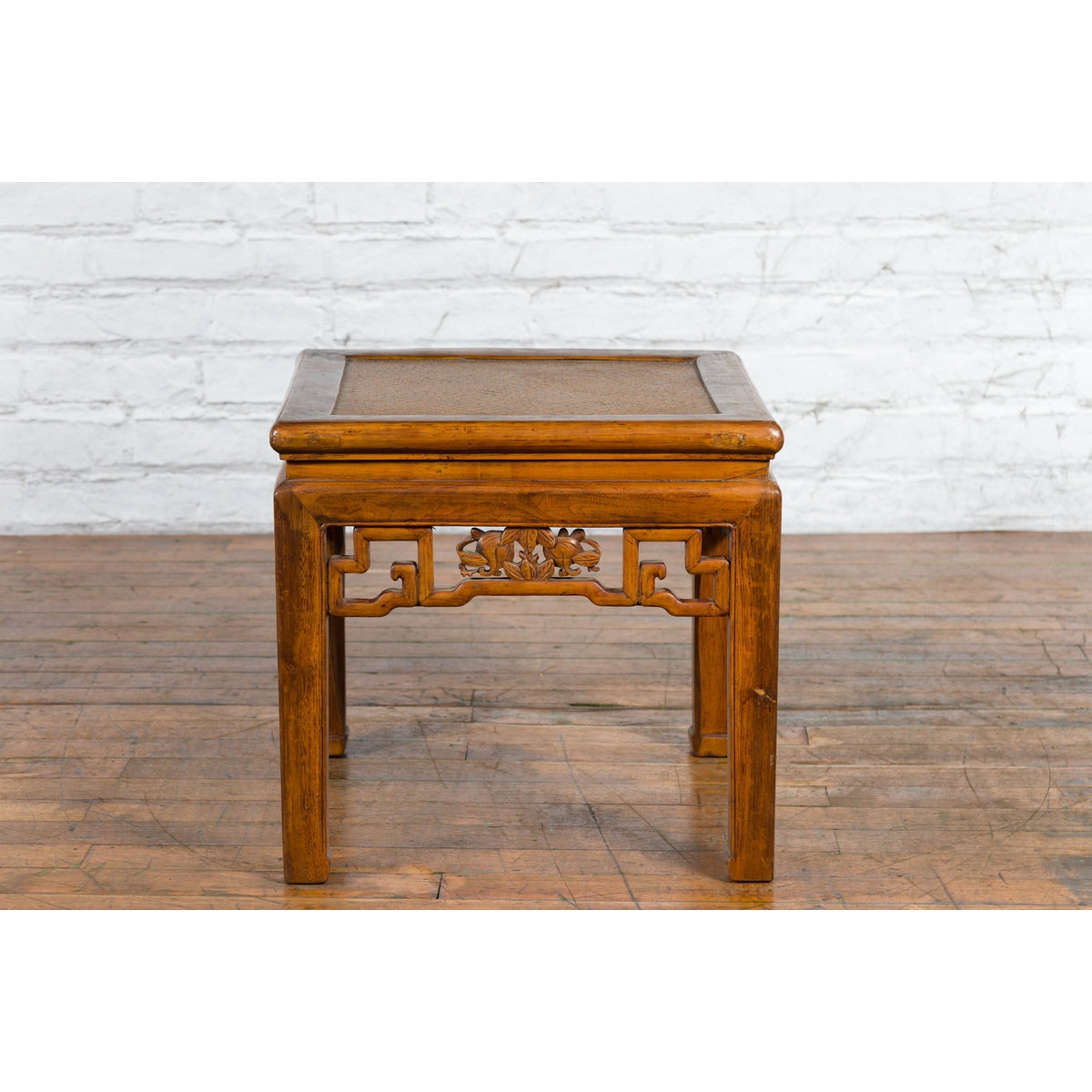 Chinese Qing Dynasty 19th Century Side Table with Rattan Top and Carved Apron-8. Asian & Chinese Furniture, Art, Antiques, Vintage Home Décor for sale at FEA Home