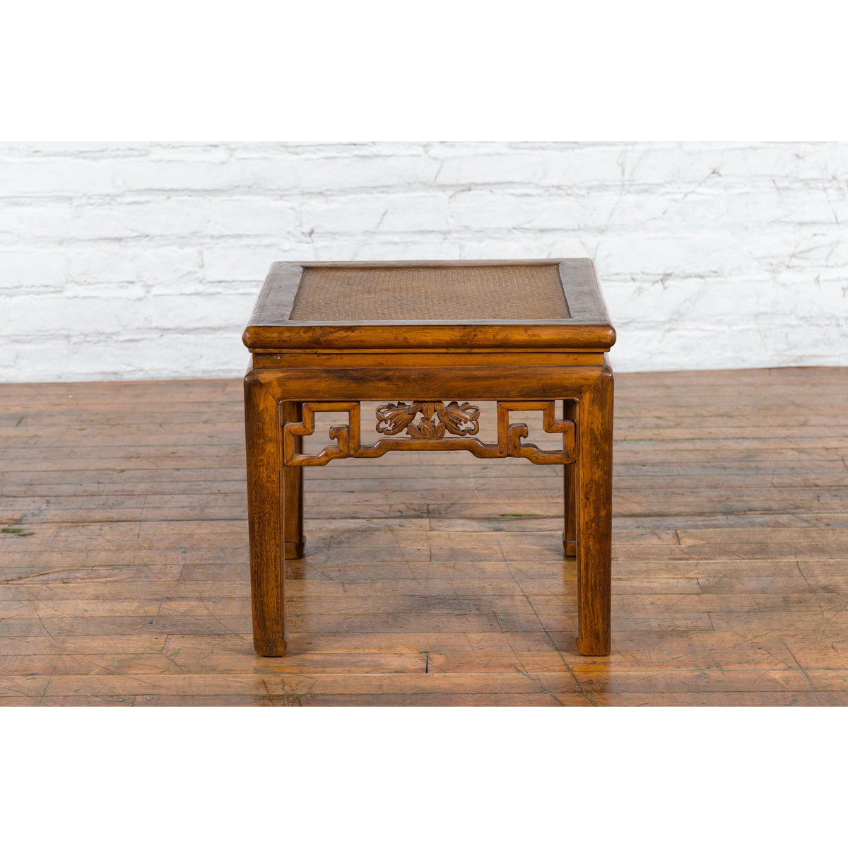 Chinese Qing Dynasty 19th Century Side Table with Rattan Top and Carved Apron-9. Asian & Chinese Furniture, Art, Antiques, Vintage Home Décor for sale at FEA Home