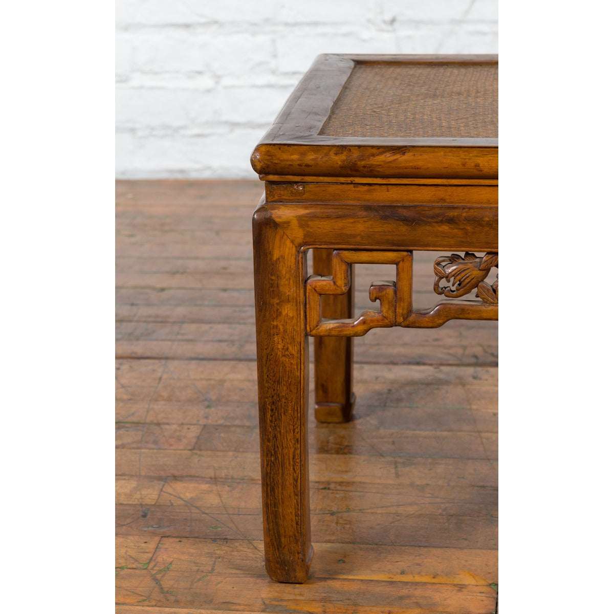 Chinese Qing Dynasty 19th Century Side Table with Rattan Top and Carved Apron-10. Asian & Chinese Furniture, Art, Antiques, Vintage Home Décor for sale at FEA Home