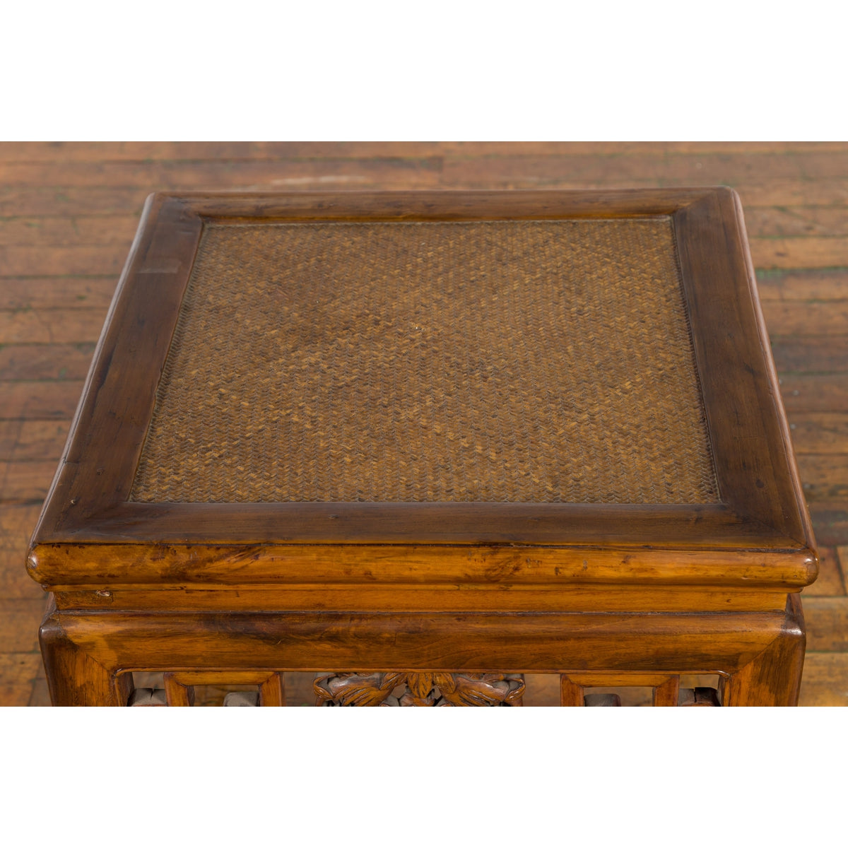 Chinese Qing Dynasty 19th Century Side Table with Rattan Top and Carved Apron-13. Asian & Chinese Furniture, Art, Antiques, Vintage Home Décor for sale at FEA Home