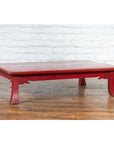 Japanese Taishō Early 20th Century Red Lacquer Coffee Table with Carved Apron-11. Asian & Chinese Furniture, Art, Antiques, Vintage Home Décor for sale at FEA Home