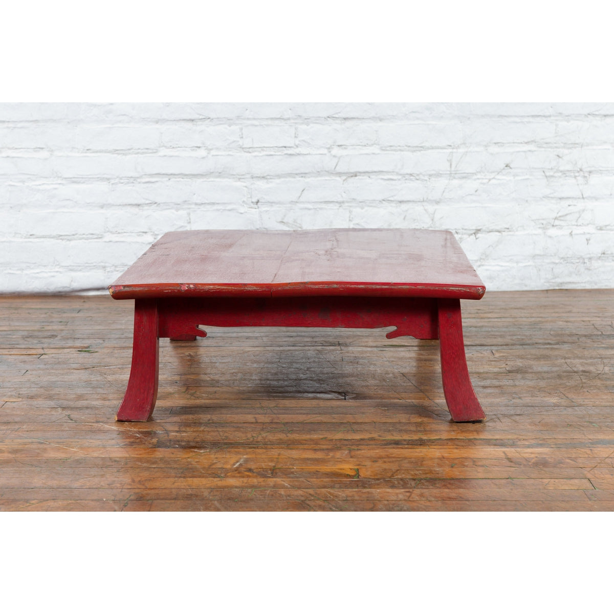 Japanese Taishō Early 20th Century Red Lacquer Coffee Table with Carved Apron-12. Asian & Chinese Furniture, Art, Antiques, Vintage Home Décor for sale at FEA Home