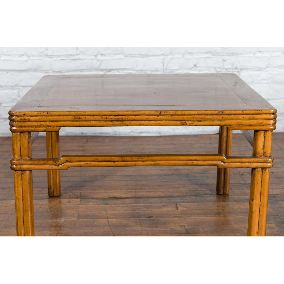 Chinese Early 20th Century Light Brown Low Side Table with Humpback Stretchers-9. Asian & Chinese Furniture, Art, Antiques, Vintage Home Décor for sale at FEA Home