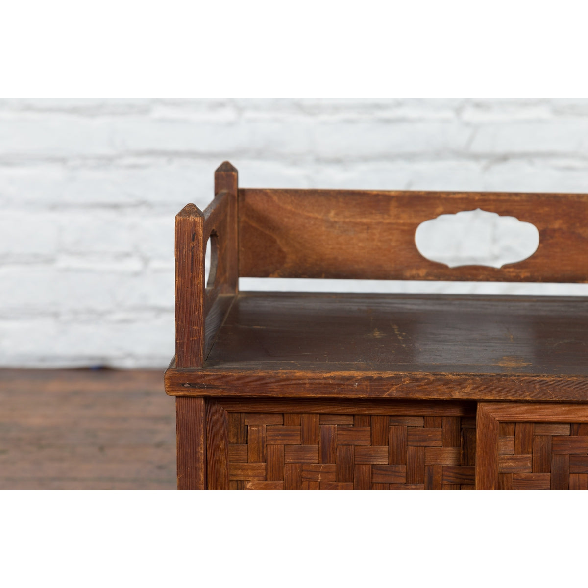 Javanese Vintage Side Cabinet with Latticed Bamboo Sliding Doors and Gallery-8. Asian & Chinese Furniture, Art, Antiques, Vintage Home Décor for sale at FEA Home