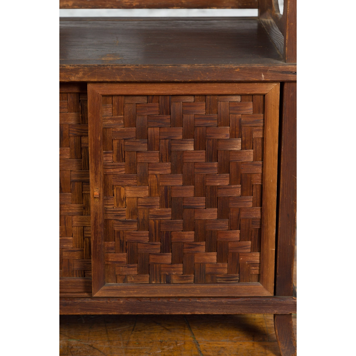 Javanese Vintage Side Cabinet with Latticed Bamboo Sliding Doors and Gallery-12. Asian & Chinese Furniture, Art, Antiques, Vintage Home Décor for sale at FEA Home