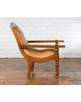 Dutch Colonial Early 20th Century Plantation Lounge Chair with Brown Leather-11. Asian & Chinese Furniture, Art, Antiques, Vintage Home Décor for sale at FEA Home