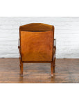 Dutch Colonial Early 20th Century Plantation Lounge Chair with Brown Leather-12. Asian & Chinese Furniture, Art, Antiques, Vintage Home Décor for sale at FEA Home