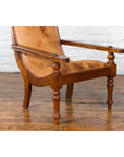 Dutch Colonial Early 20th Century Plantation Lounge Chair with Brown Leather-10. Asian & Chinese Furniture, Art, Antiques, Vintage Home Décor for sale at FEA Home