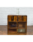 Japanese 19th Century Zebra Wood Tansu Chest with Sliding Doors and Open Shelves-13. Asian & Chinese Furniture, Art, Antiques, Vintage Home Décor for sale at FEA Home