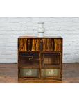 Japanese 19th Century Zebra Wood Tansu Chest with Sliding Doors and Open Shelves-2. Asian & Chinese Furniture, Art, Antiques, Vintage Home Décor for sale at FEA Home