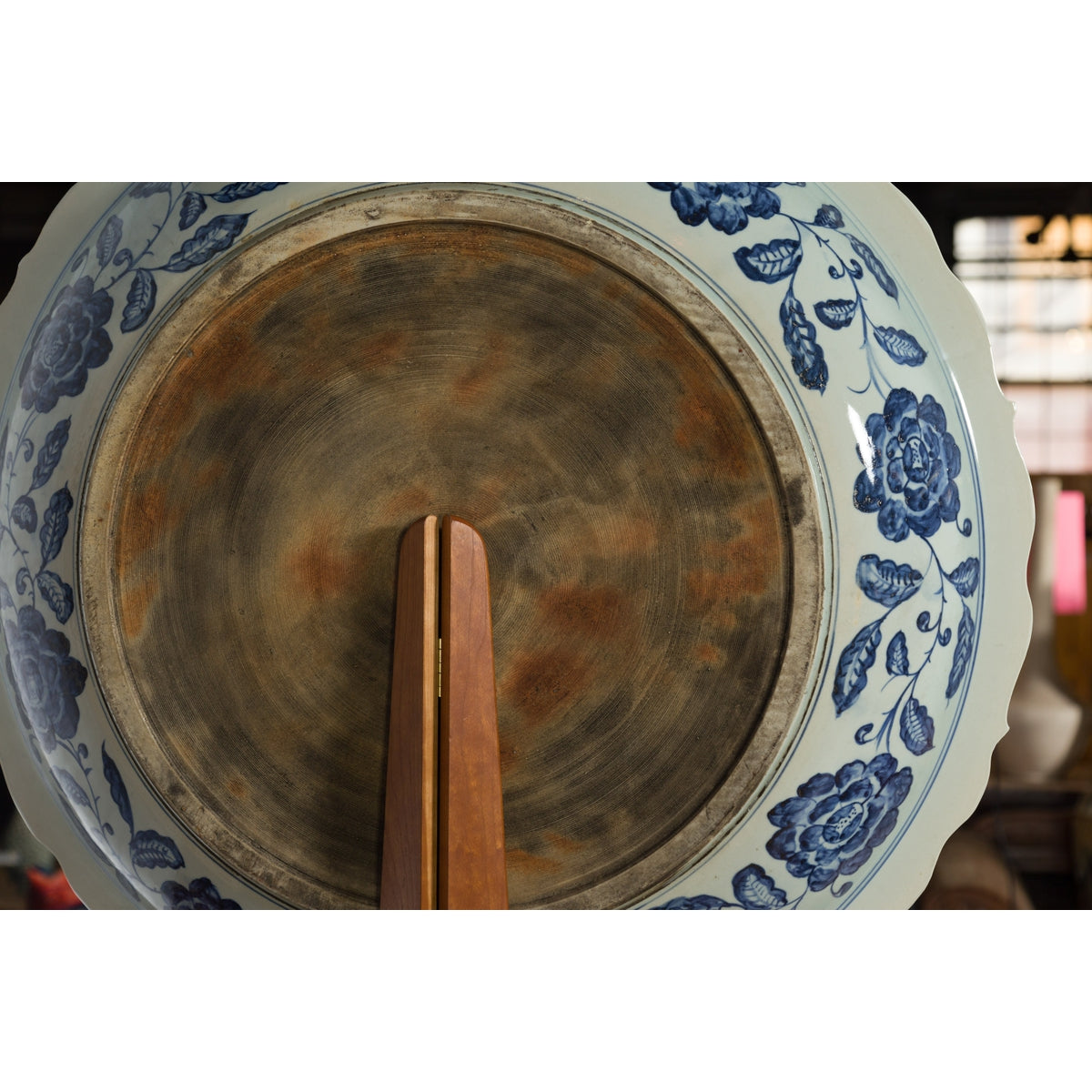 Large Chinese Porcelain Charger Plate with Hand-Painted Blue and White Décor-14. Asian & Chinese Furniture, Art, Antiques, Vintage Home Décor for sale at FEA Home