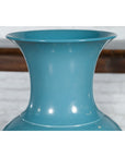 Tall Prem Collection Soft Blue Glazed Artisan Ceramic Vase with Flaring Neck-5. Asian & Chinese Furniture, Art, Antiques, Vintage Home Décor for sale at FEA Home