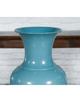 Tall Prem Collection Soft Blue Glazed Artisan Ceramic Vase with Flaring Neck-7. Asian & Chinese Furniture, Art, Antiques, Vintage Home Décor for sale at FEA Home