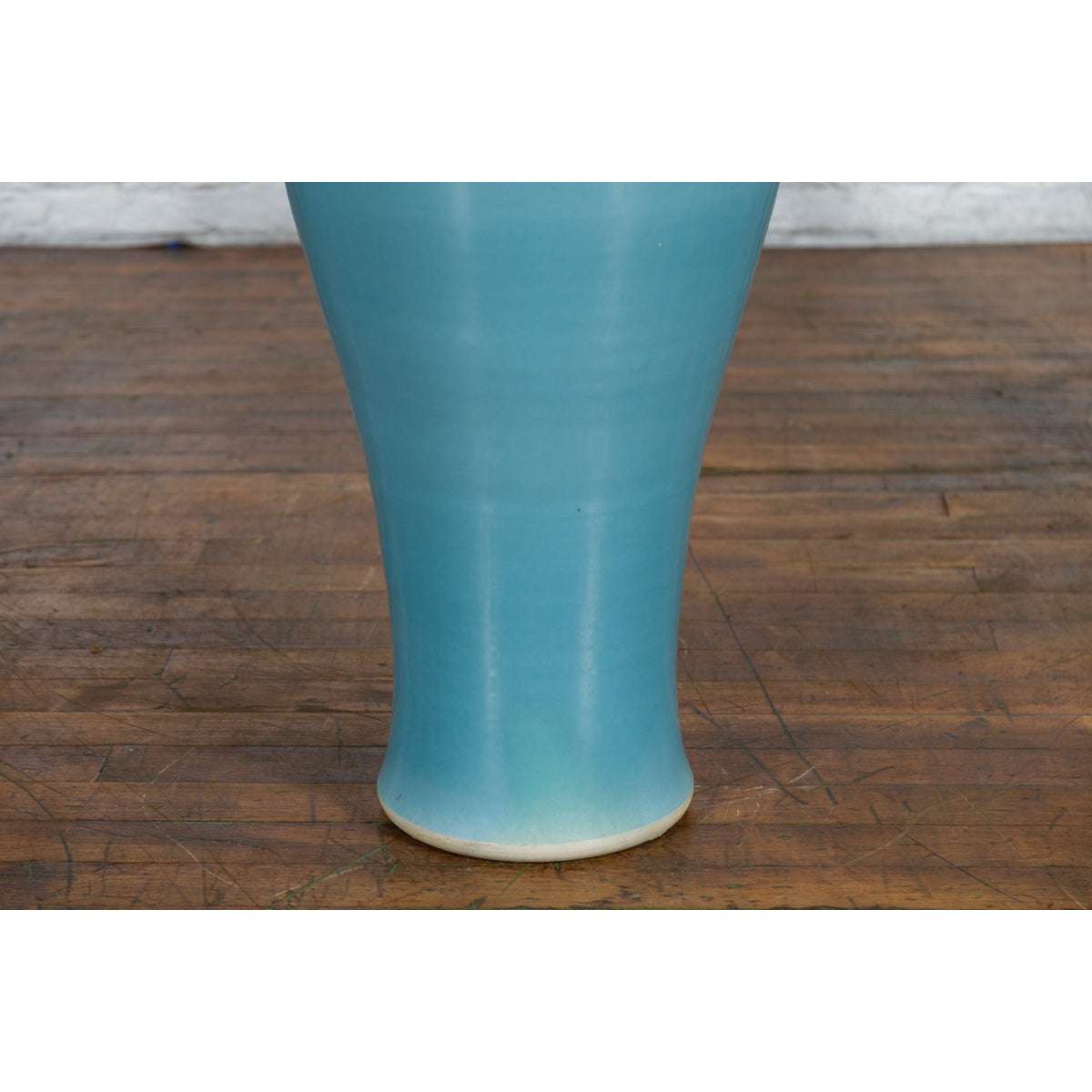 Tall Prem Collection Soft Blue Glazed Artisan Ceramic Vase with Flaring Neck-9. Asian & Chinese Furniture, Art, Antiques, Vintage Home Décor for sale at FEA Home