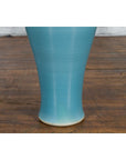 Tall Prem Collection Soft Blue Glazed Artisan Ceramic Vase with Flaring Neck-9. Asian & Chinese Furniture, Art, Antiques, Vintage Home Décor for sale at FEA Home